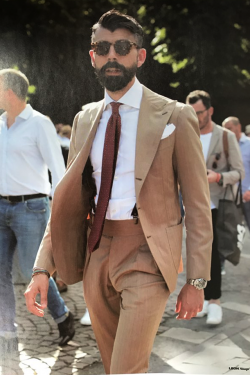 Beige & Brown Suit