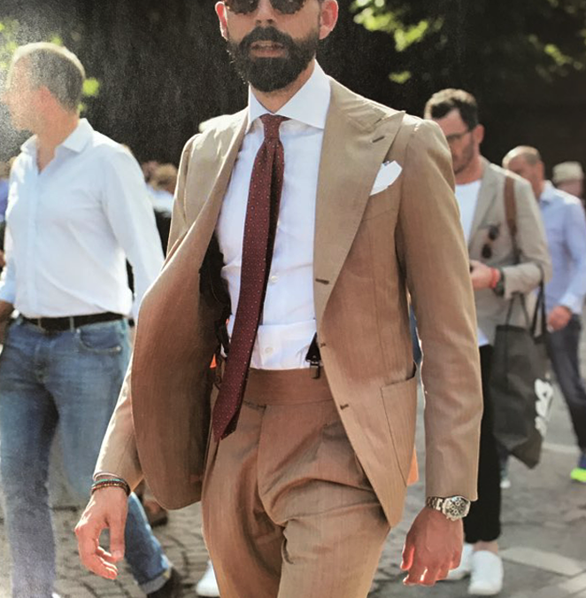 Beige & Brown Suit